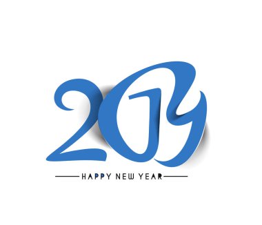 Mutlu yıllar 2019 Metin Tasarım Paterni, Vektör illüstrasyonu.