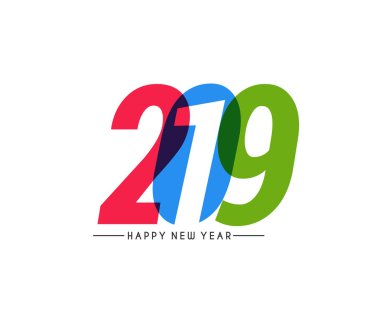 Mutlu yıllar 2019 Metin Tasarım Paterni, Vektör illüstrasyonu.