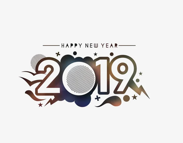 Happy New Year 2019 Text Design  Patter, Vector illustration.