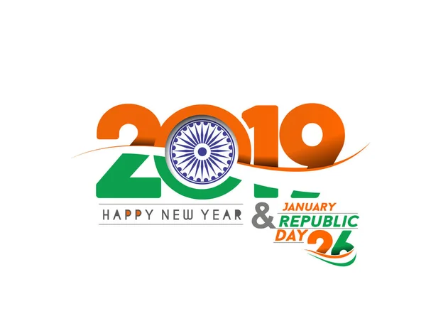 Feliz Año Nuevo 2019 Con Bandera India Diseño Texto Patrón — Archivo Imágenes Vectoriales