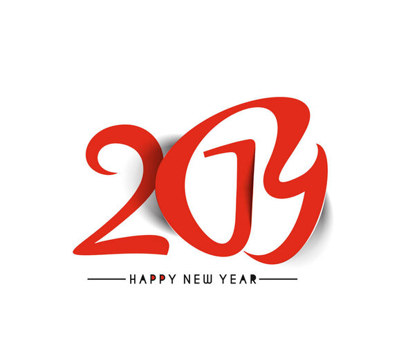 Happy New Year 2019 Text Design  Patter, Vector illustration.