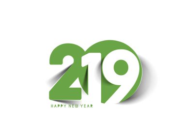 Mutlu yeni yıl 2019 metin Peel off kağıt tasarım pıtırtı, vektör çizim.