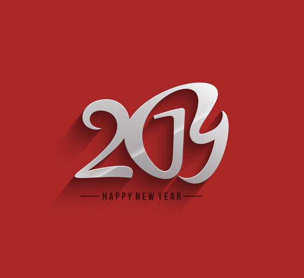 Happy New Year 2019 Text Design Patter, Vector illustration.