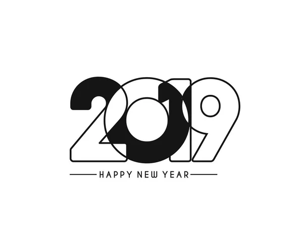 Feliz Año Nuevo 2019 Diseño Texto Patter Ilustración Vectorial — Archivo Imágenes Vectoriales