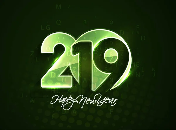 Happy New Year 2019 Text Design Patter Vector Illustration - Stok Vektor