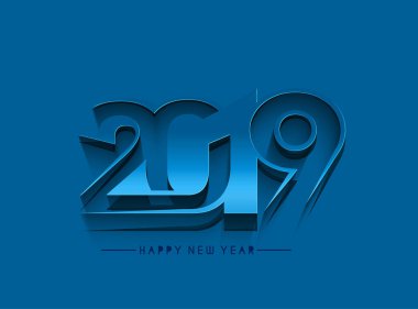 Mutlu yeni yıl 2019 metin Peel off kağıt tasarım pıtırtı, vektör çizim.