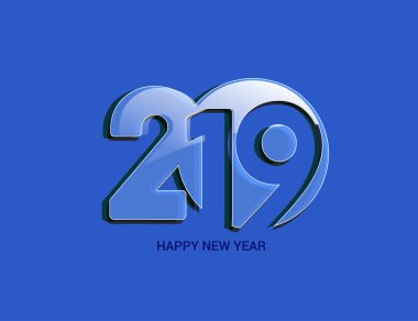 Mutlu yıllar 2019 Metin Tasarım Paterni, Vektör illüstrasyonu.