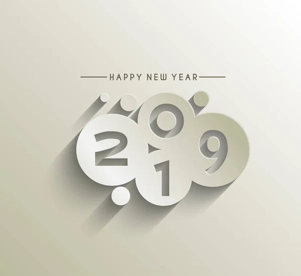 Mutlu Yeni Yıl 2019 Metin Peel Kağıt Tasarım Pıtırtı Vektör — Stok Vektör