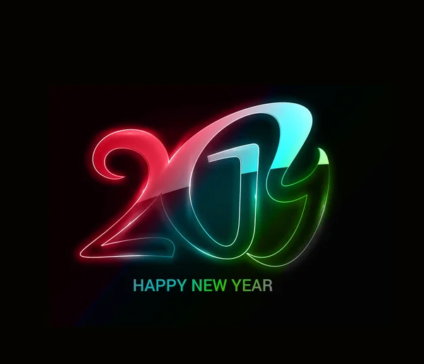 Happy New Year 2019 Glowing Text Design Patter Vector Illustration — Stock Vector