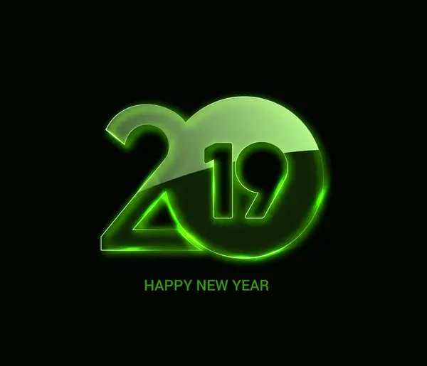 Happy New Year 2019 Glowing Text Design Patter Vector Illustration — Stock Vector