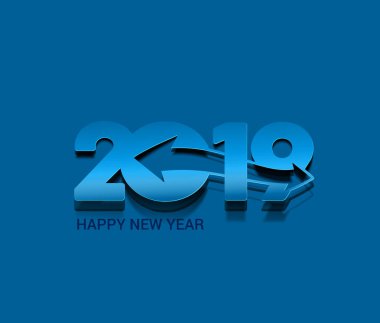 Mutlu yeni yıl 2019 metin Peel off kağıt tasarım pıtırtı, vektör çizim.