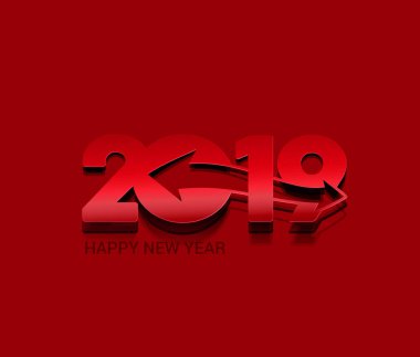 Mutlu yeni yıl 2019 metin Peel off kağıt tasarım pıtırtı, vektör çizim.