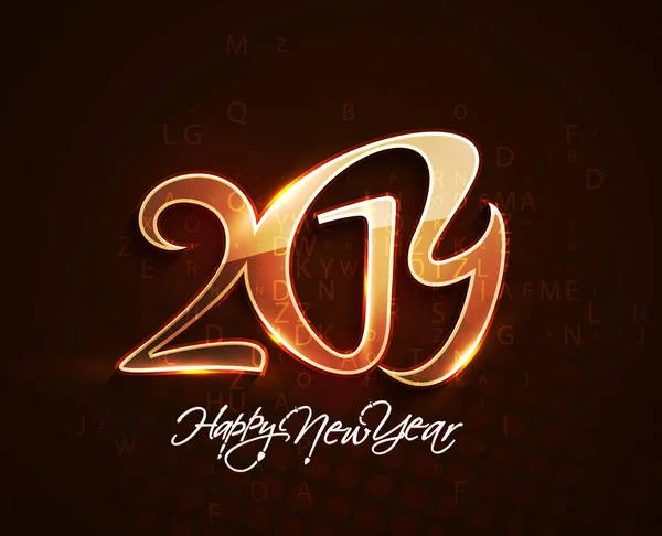 Happy New Year 2019 Text Design Patter Vektorová Ilustrace — Stockový vektor