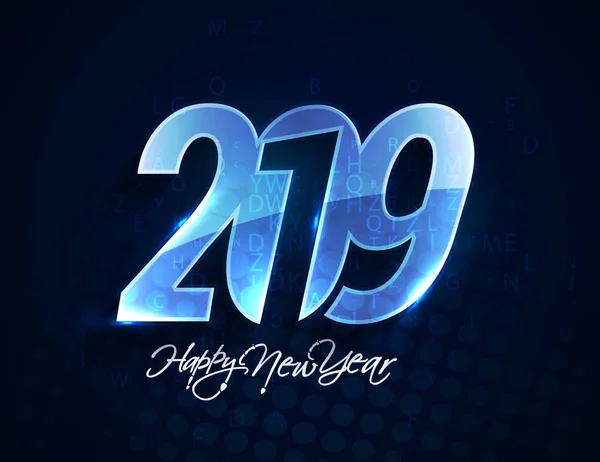 Feliz Año Nuevo 2019 Diseño Texto Patter Ilustración Vectorial — Vector de stock