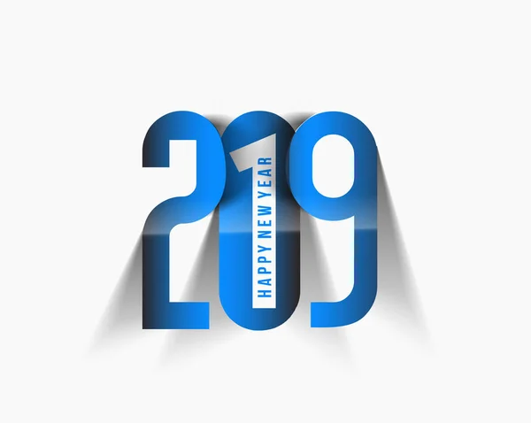 Gelukkig Nieuwjaar 2019 Tekst Peel Papier Design Geklets Vectorillustratie — Stockvector