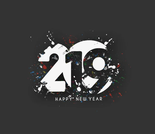 Happy New Year 2019 Text Design Patter Vector Illustration — Stock Vector