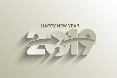 Mutlu yıllar 2019 Metin Tasarım Paterni, Vektör illüstrasyonu.