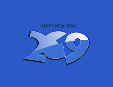 Mutlu yıllar 2019 Metin Tasarım Paterni, Vektör illüstrasyonu.