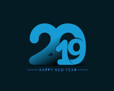 Mutlu yıllar 2019 Metin Tasarım Paterni, Vektör illüstrasyonu.