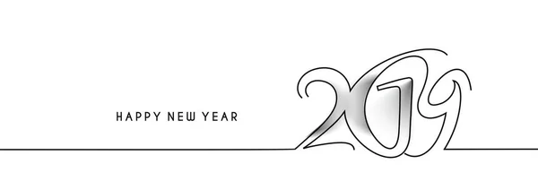 幸せな新しい年 2019年行本文デザイン ベクトル イラスト — ストックベクタ