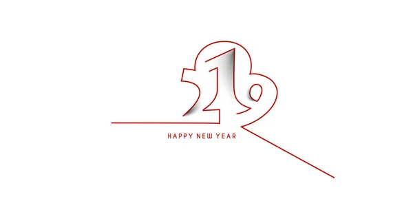 Feliz Ano Novo 2019 Line Text Design Ilustração Vetorial —  Vetores de Stock