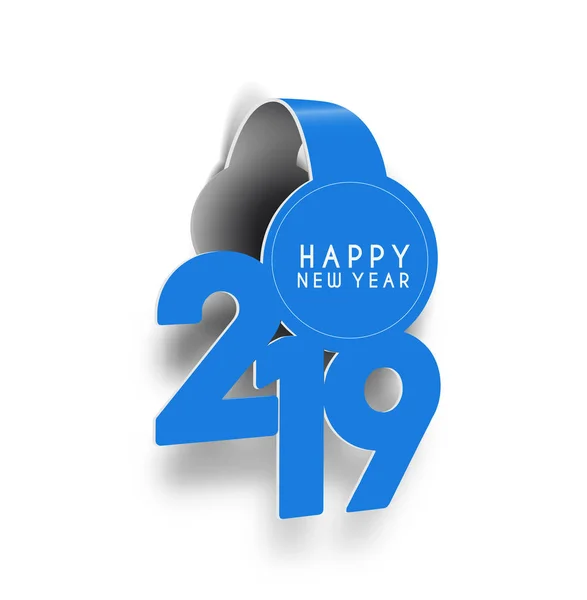 Feliz Año Nuevo 2019 Texto Cortar Papel Diseño Patter Vector — Vector de stock