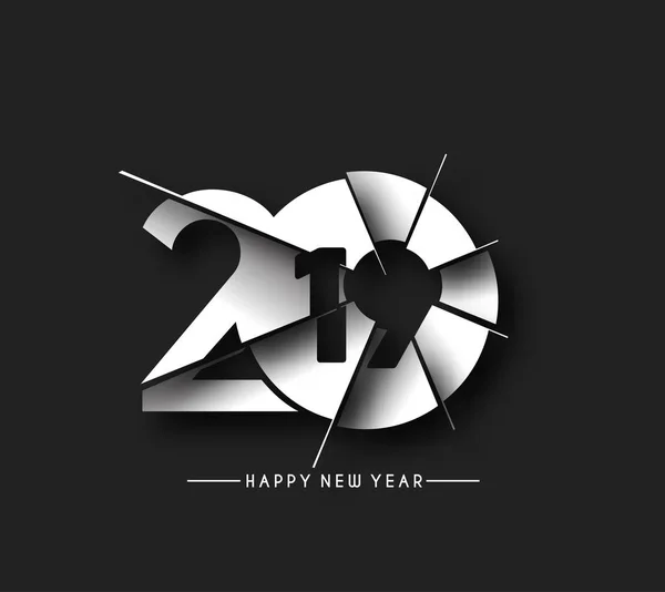 Felice Anno Nuovo 2019 Testo Cut Paper Design Patter Illustrazione — Vettoriale Stock