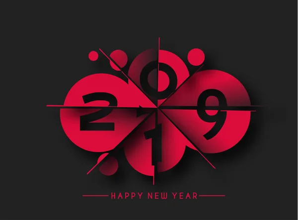 Mutlu Yeni Yıl 2019 Metin Kesme Kağıt Tasarım Bilmece Vektör — Stok Vektör