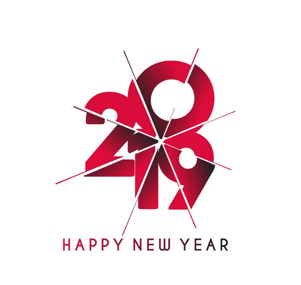 Happy New Year 2019 Text Cut Paper Design Patter Vector — Stock Vector