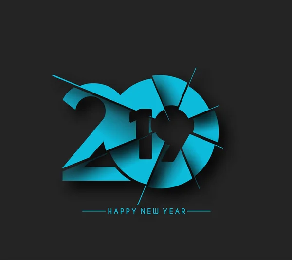 Feliz Ano Novo 2019 Texto Cortado Papel Design Patter Ilustração — Vetor de Stock