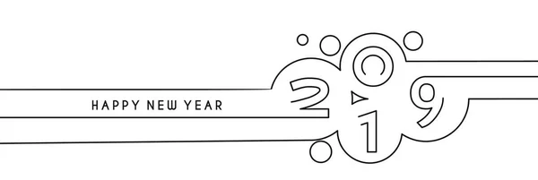 Feliz Ano Novo 2019 Line Text Design Ilustração Vetorial —  Vetores de Stock