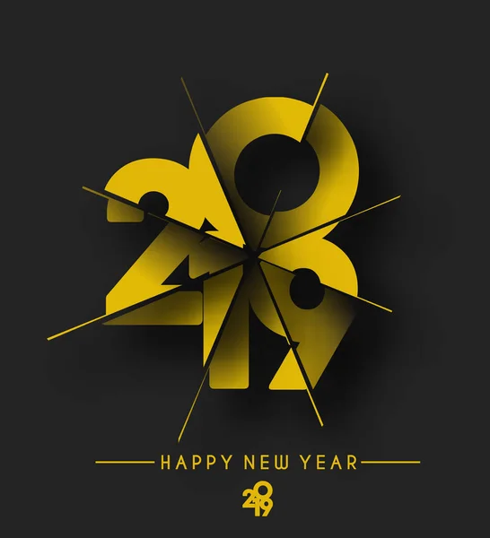 Bonne Année 2019 Texte Découpe Papier Design Patter Illustration Vectorielle — Image vectorielle