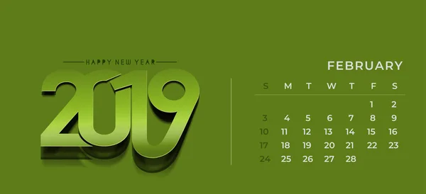 Gelukkig Nieuwjaar 2019 Kalender Nieuwjaars Vakantie Ontwerpelementen Voor Vakantie Kaarten — Stockvector