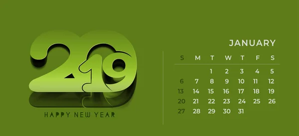 Mulți Ani 2019 Calendar Anul Nou Elemente Design Vacanță Pentru — Vector de stoc