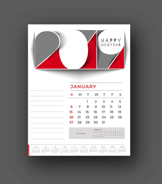 Gelukkig Nieuwjaar 2019 Kalender Nieuwjaars Vakantie Ontwerpelementen Voor Vakantie Kaarten — Stockvector