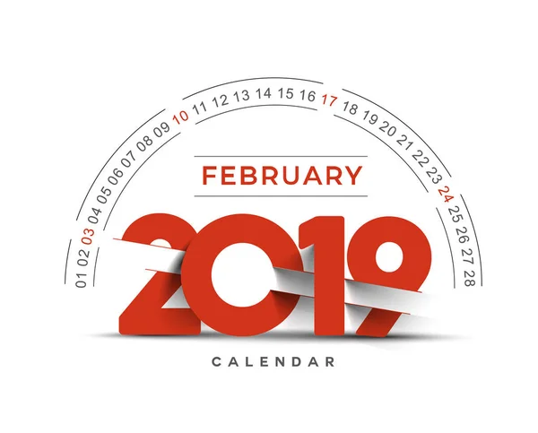 Gelukkig Nieuwjaar 2019 Februari Kalender Nieuwjaars Vakantie Ontwerpelementen Voor Vakantie — Stockvector