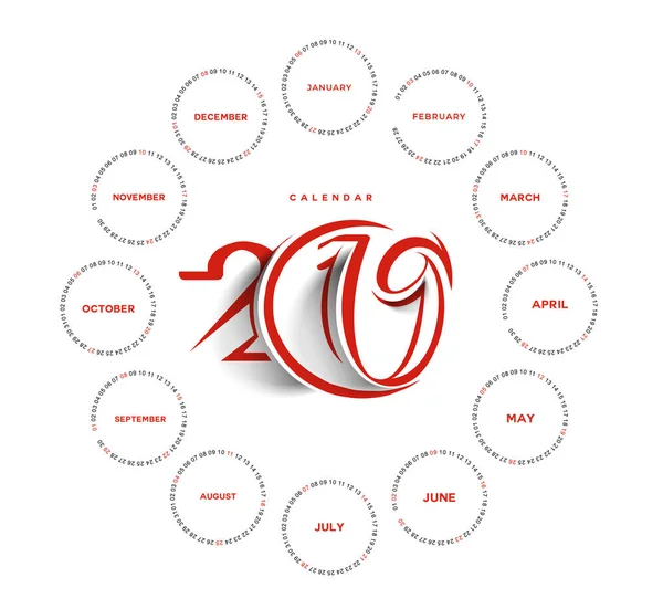 Новым 2019 Годом Календарь Элементы Дизайна Новогодних Праздников Праздничных Открыток — стоковый вектор