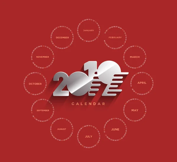 Feliz Año Nuevo 2019 Calendario Año Nuevo Elementos Diseño Vacaciones — Archivo Imágenes Vectoriales