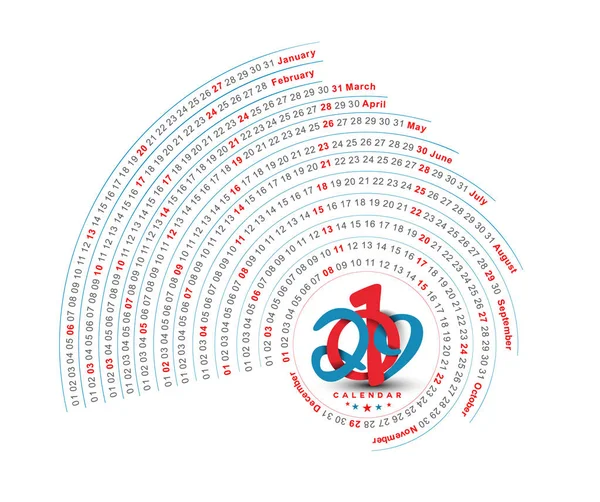 Новим 2019 Роком Календар Елементи Дизайну Новорічних Свят Святкових Листівок — стоковий вектор