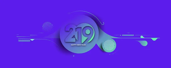 Δημιουργική Ευτυχισμένο Νέο Έτος 2019 Κείμενο Αφηρημένη Σύγχρονη Δυναμική Φόντο — Διανυσματικό Αρχείο