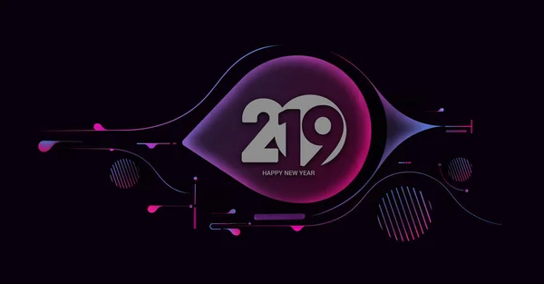 Creative Šťastný Nový Rok 2019 Text Pozadí Abstraktní Moderní Dynamické — Stockový vektor