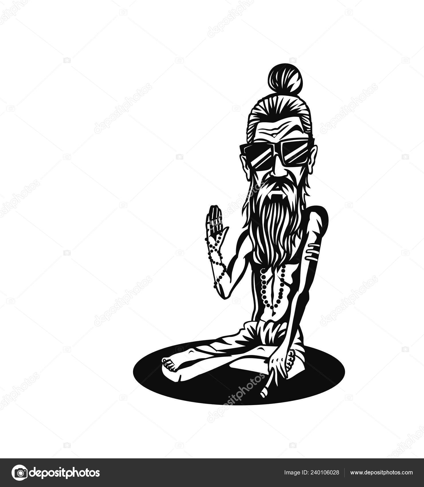 Yogi Funky Baba Illustration Day Honoring Celebration Guru Purnima Stock  Vector Image by ©redshinestudio #240106028
