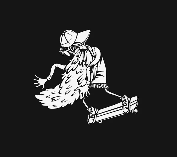 Прохолодний Скейтбордист Скейтбордом Намальований Вручну Ескіз Векторні Ілюстрації — стоковий вектор
