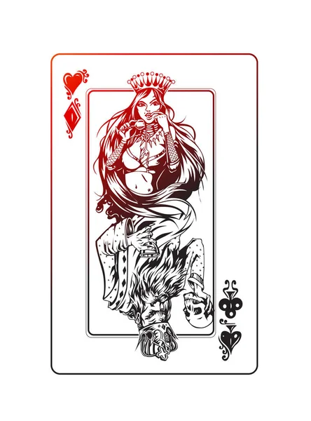 Casino Games Poker Playing Card Hand Drawn Sketch Vector Illustration — Stock Vector