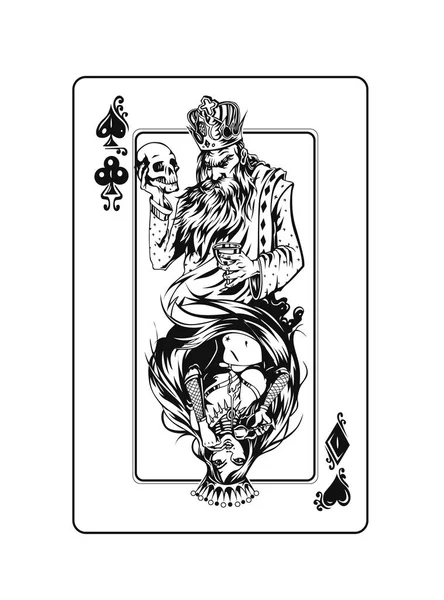 Jogos Cassino Cartão Jogo Poker Ilustração Vetor Esboço Desenhado Mão — Vetor de Stock