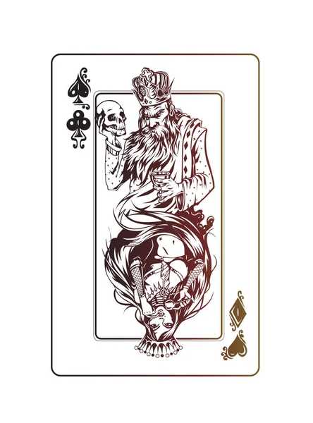 Jeux Casino Carte Jouer Poker Illustration Vectorielle Croquis Dessinée Main — Image vectorielle