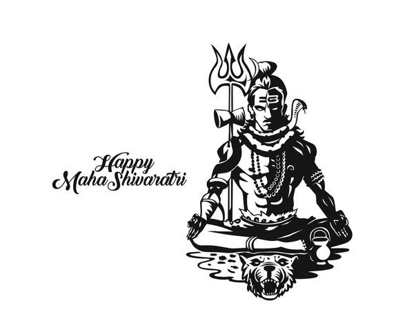 Lord Shiva Felice Maha Shiwaratri Poster Disegnato Mano Sketch Vector — Vettoriale Stock