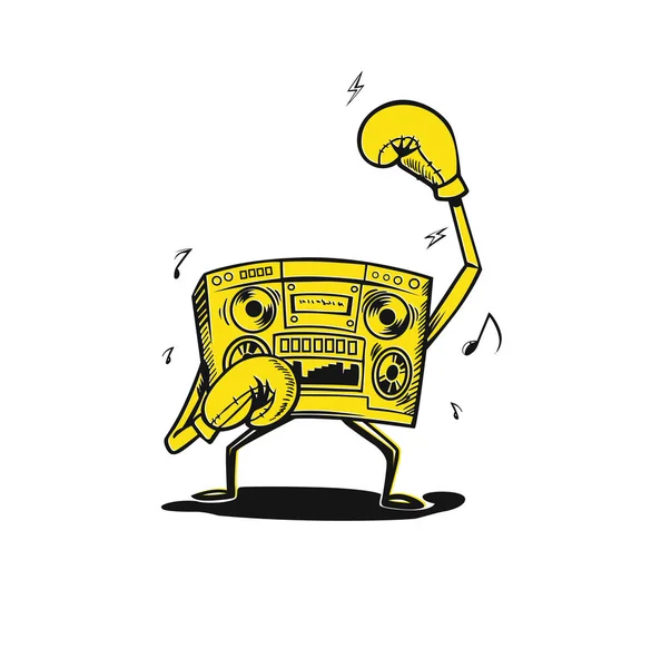 ラジオの音楽ボックス戦い ボクシング グローブを身に着けている音楽の競争の概念 — ストックベクタ
