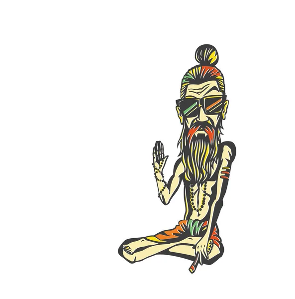 Yogui Funky Baba Ilustración Para Día Honrar Celebración Guru Purnima — Archivo Imágenes Vectoriales