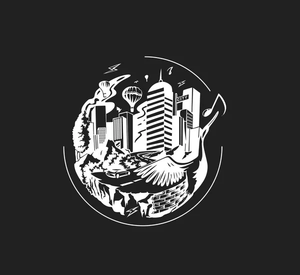 Skyline Hitec City Illustration Vectorielle Croquis Dessinée Main — Image vectorielle